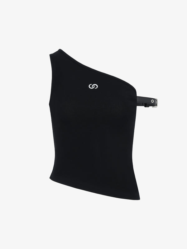 Black zip-front v-neck fitted camisole