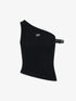 Black zip-front v-neck fitted camisole