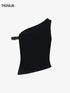 Black zip-front v-neck fitted camisole