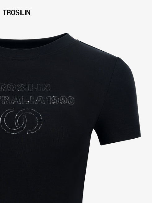Black crystal-embellished t-shirt