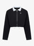 Black track-inspired cropped zip-up jacket