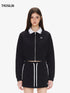 Black track-inspired cropped zip-up jacket