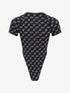 Black all-over print short sleeve bodysuit