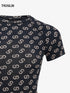 Black all-over print short sleeve bodysuit