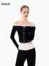 DOTTED LUXE Off-Shoulder Ruffle Top