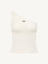 Lune White One-Shoulder Knit Tank