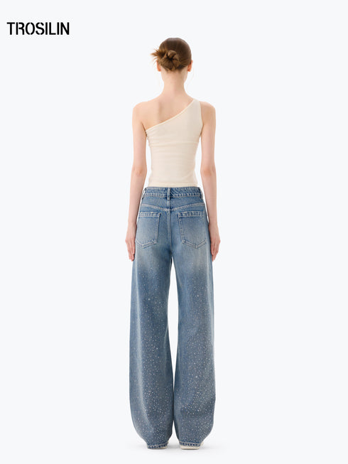 Lune White One-Shoulder Knit Tank
