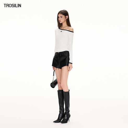 One-Shoulder Long Sleeve Top