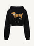 Cropped Hooded Embroidered Graphic Sweatshirt