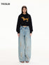 Cropped Hooded Embroidered Graphic Sweatshirt
