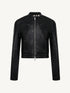 Structured Stand Collar Cropped Leather Jacket