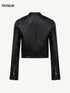 Structured Stand Collar Cropped Leather Jacket