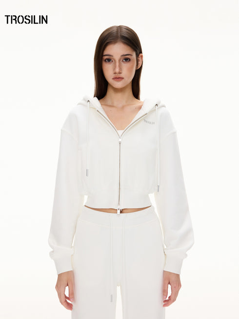 Cropped Zip-Up Hoodie
