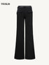 Slim Flared Mid-Waist Belted Trousers