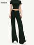Slim Flared Mid-Waist Belted Trousers