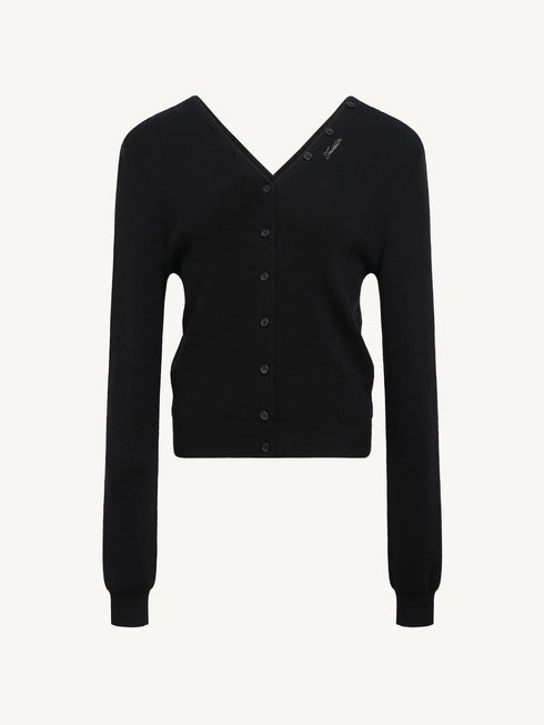 Wool V-Neck Knit Cardigan