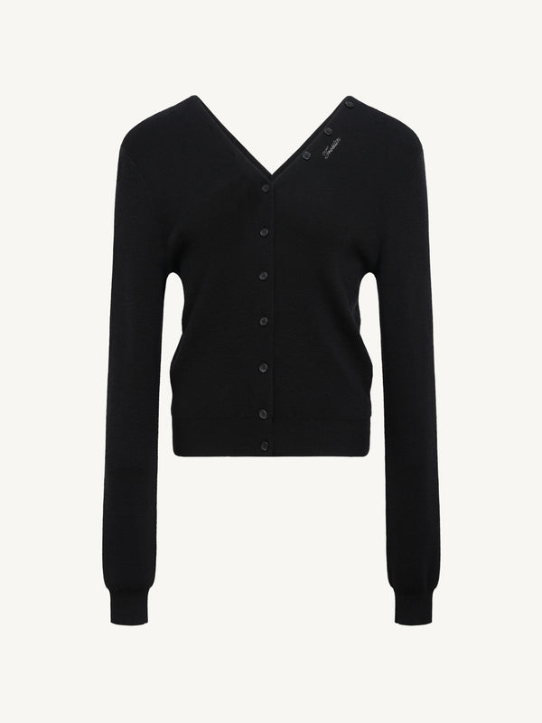 Wool V-Neck Knit Cardigan