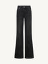 Classic Monogram Patchwork Stretch Flared Black Denim Jeans