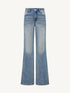 Classic Monogram Patchwork Stretch Thick Flared Blue Denim Jeans