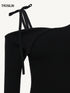 Asymmetric Off-Shoulder Wool Knit Sweater