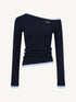 Color-Block Patchwork One-Shoulder Knit Top