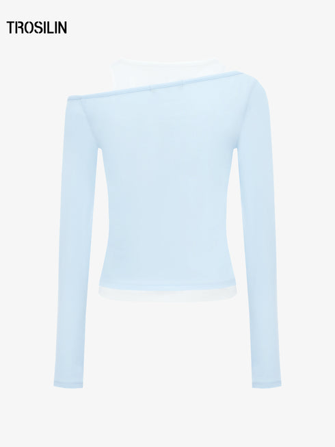 Mist blue layered long sleeve top