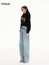 Ink-Splatter Crescent Jeans