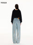 Ink-Splatter Crescent Jeans