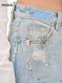 Distressed Paint-Splatter Jeans