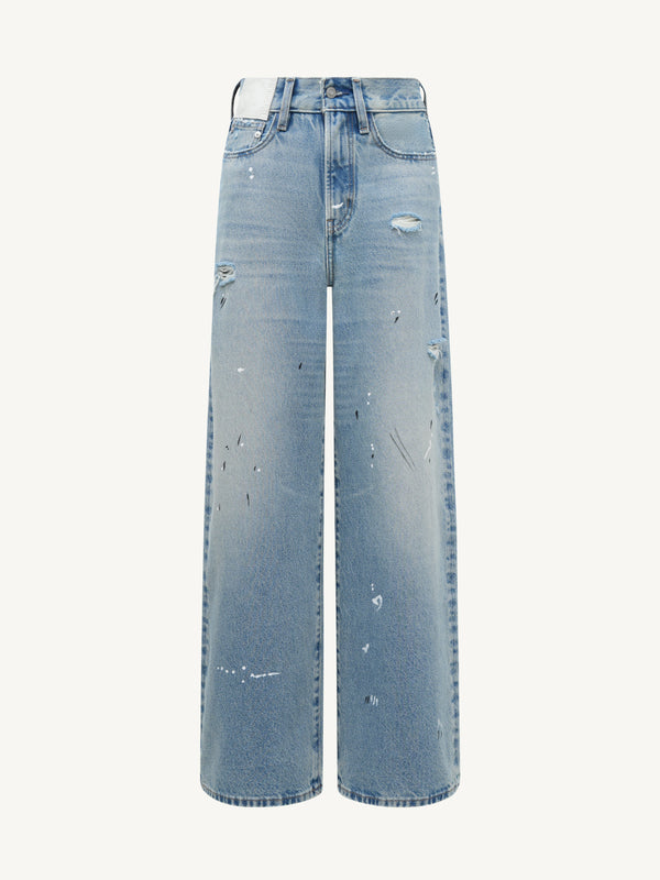 Paint Splatter Graffiti Vintage Washed Wide-Leg Pants