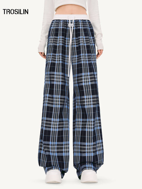 Patchwork Plaid Casual Pants