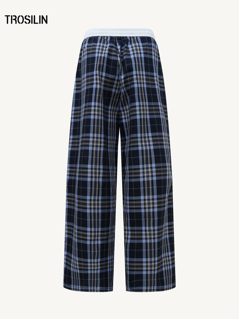 Patchwork Plaid Casual Pants