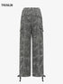 High-waist drawstring camouflage cargo pants