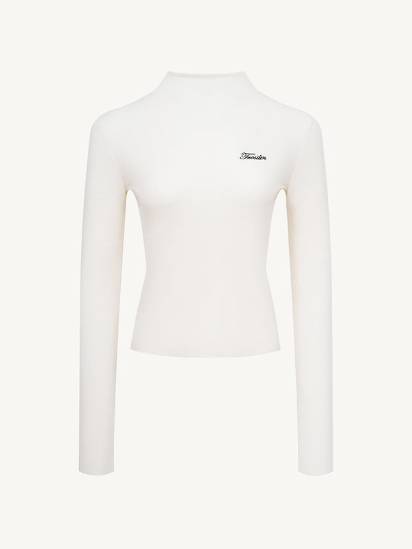 Mock Neck Wool Knit Sweater