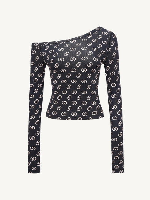 All-Over Print Asymmetric One-Shoulder T-Shirt