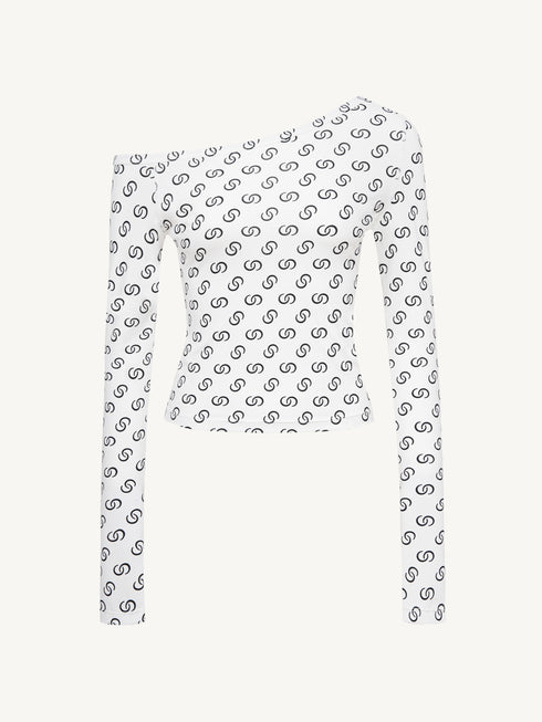 All-Over Print Asymmetric One-Shoulder T-Shirt