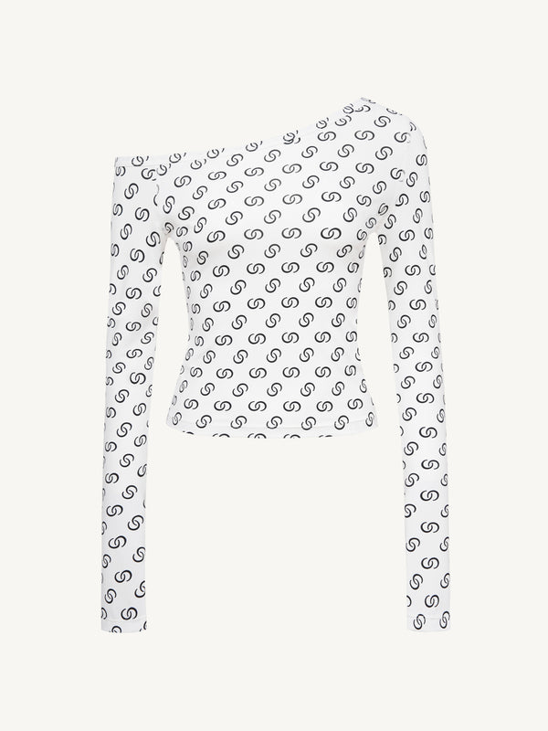 All-Over Print Asymmetric One-Shoulder T-Shirt