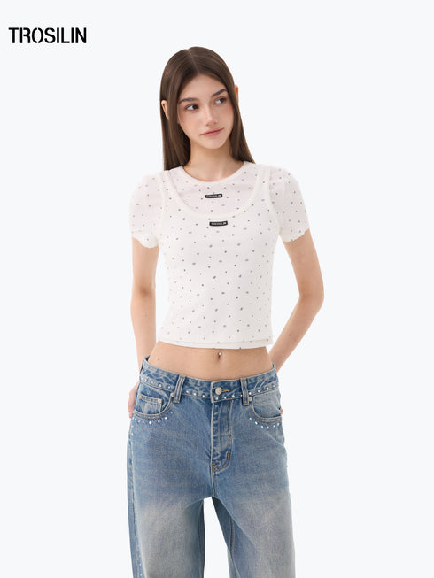 Polka Dot Layered Two-Piece T-Shirt