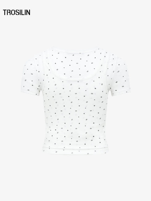 Polka Dot Layered Two-Piece T-Shirt