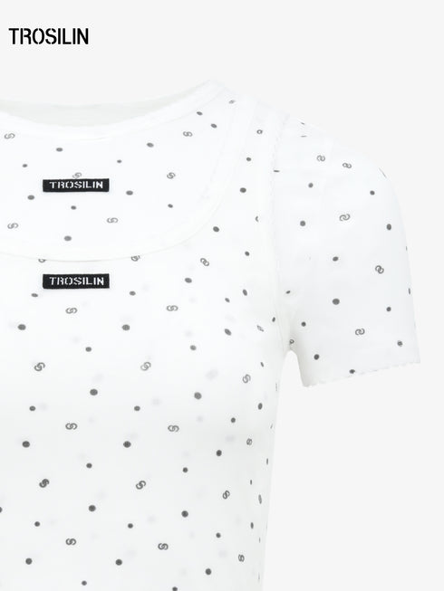 Polka Dot Layered Two-Piece T-Shirt