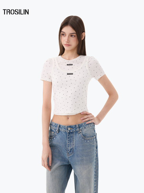 Polka Dot Layered Two-Piece T-Shirt