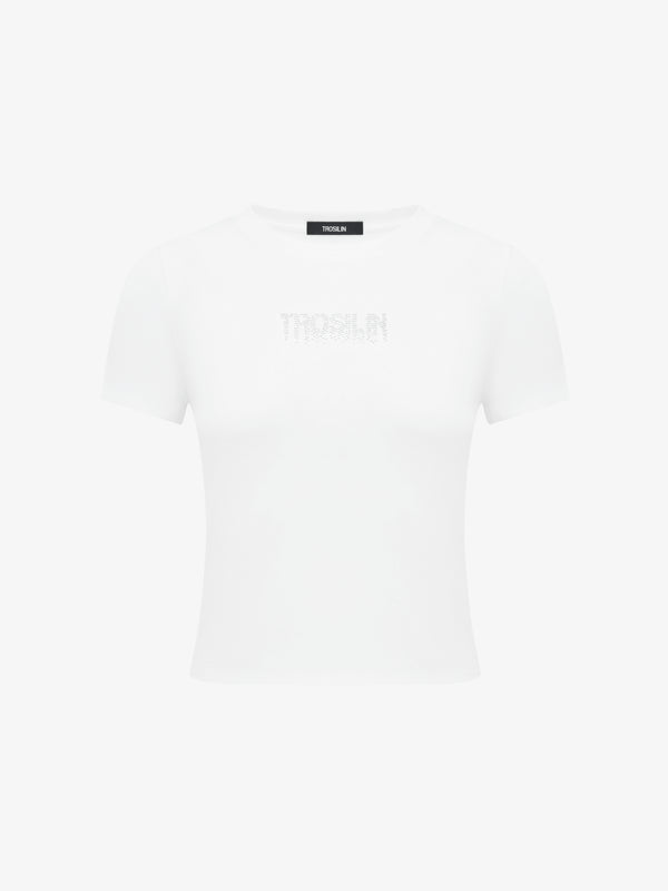 White crystal slim-fit short sleeve t-shirt
