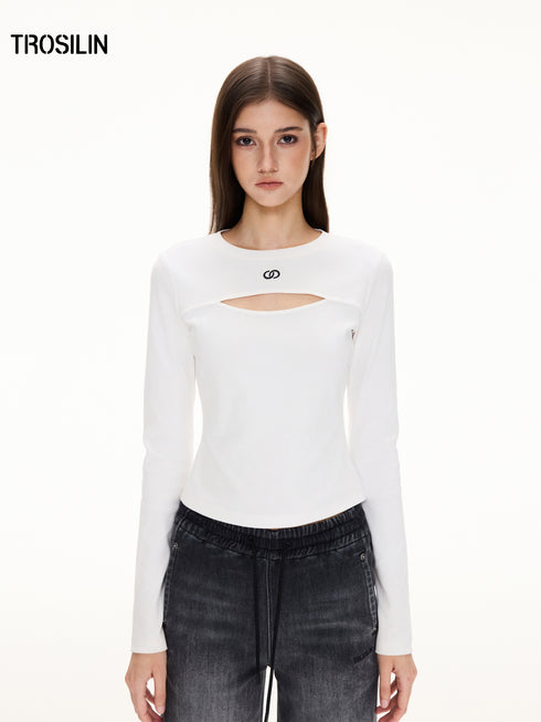 Hollow-Out Long Sleeve T-Shirt