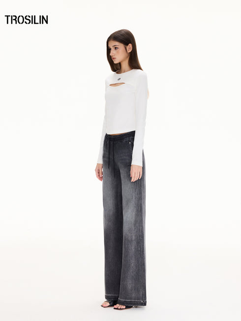 Hollow-Out Long Sleeve T-Shirt