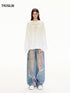 Ink Splatter Curved Wide-Leg Jeans