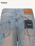 Ink Splatter Curved Wide-Leg Jeans