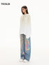 Ink Splatter Curved Wide-Leg Jeans