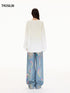 Ink Splatter Curved Wide-Leg Jeans
