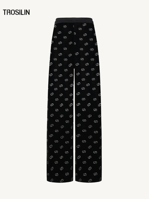 All-Over Logo Velvet Straight-Leg Pants