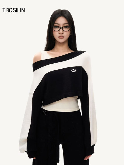 Off-Shoulder Layered Knit Set
